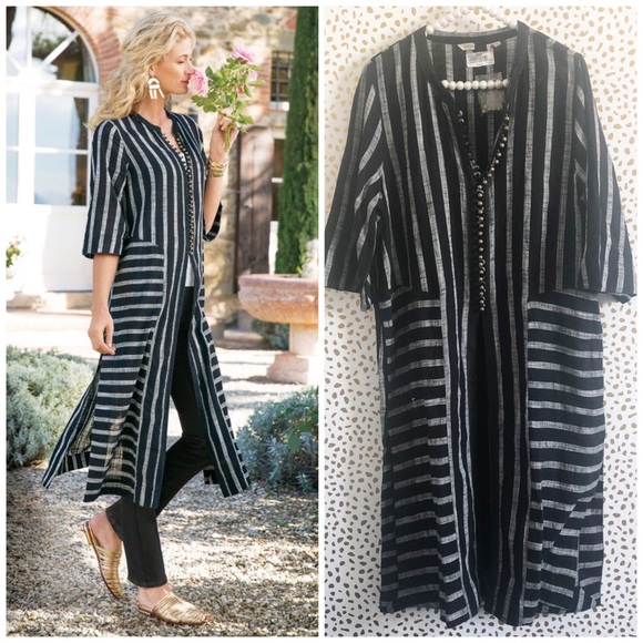 Soft Surroundings Jackets & Blazers - New Soft Surroundings Striped Moroccan Topper